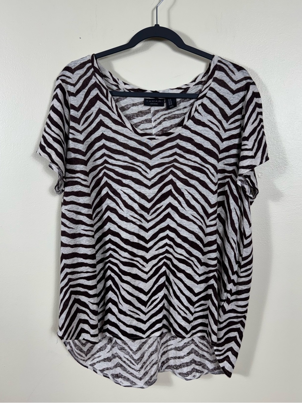 Tahari 100% Linen Blouse Top 1X Beach Coastal Euro Summer Bohemian